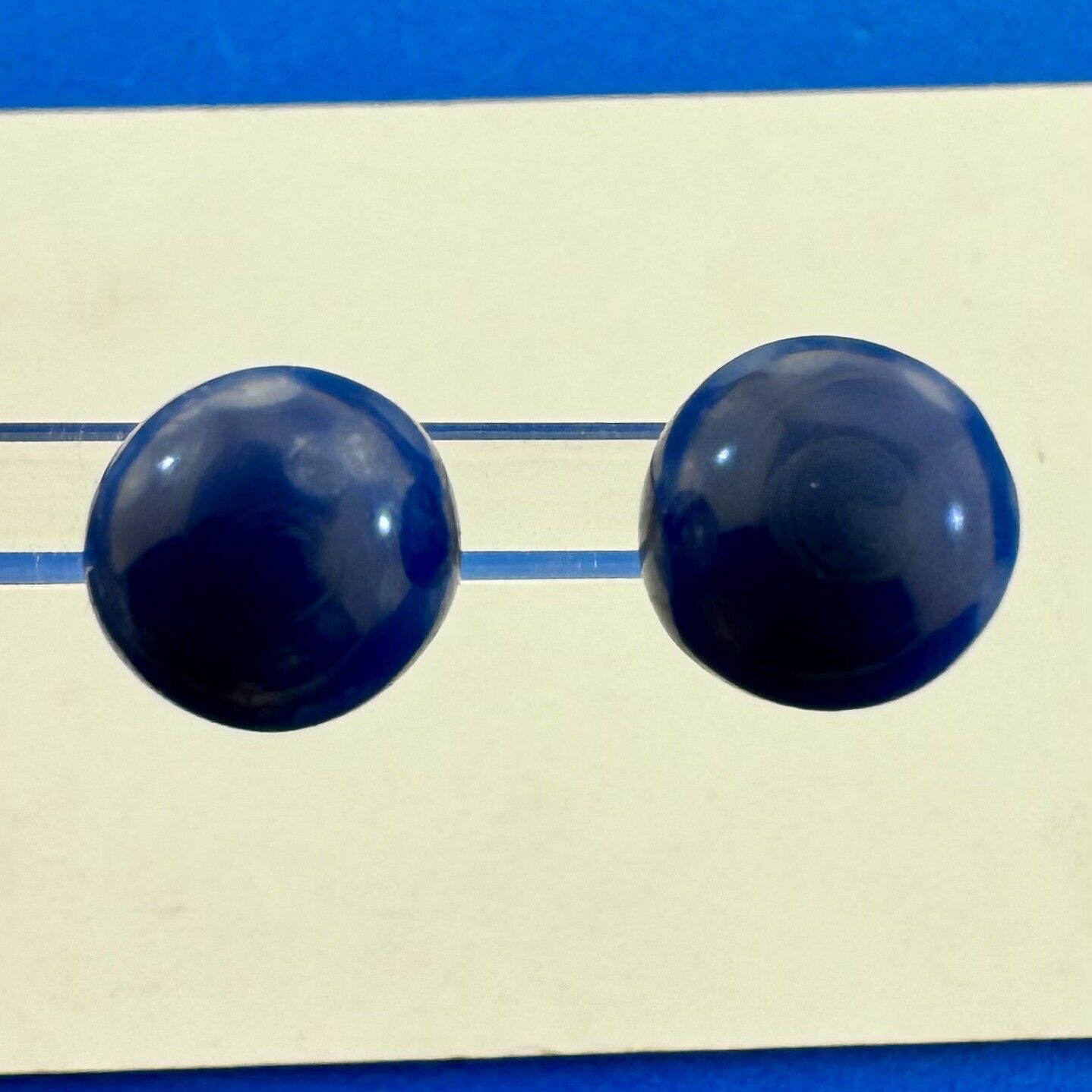 Vintage 14K Yellow Gold Blue Lapis Lazuli Round Ball Stud Earrings