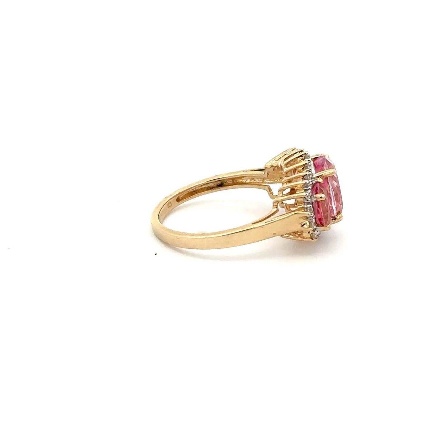 Designer 14K Yellow Gold Pink Topaz Diamond Accent Anniversary Ring