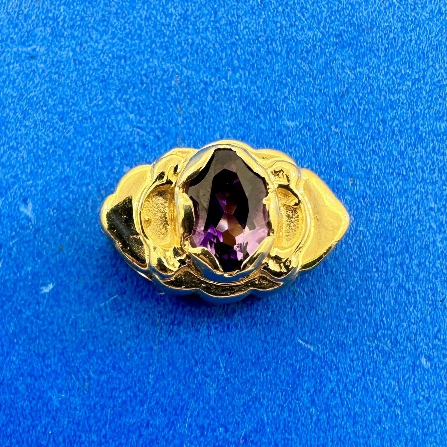 Designer 14K Yellow Gold Purple Amethyst Oval Slide Bracelet Charm