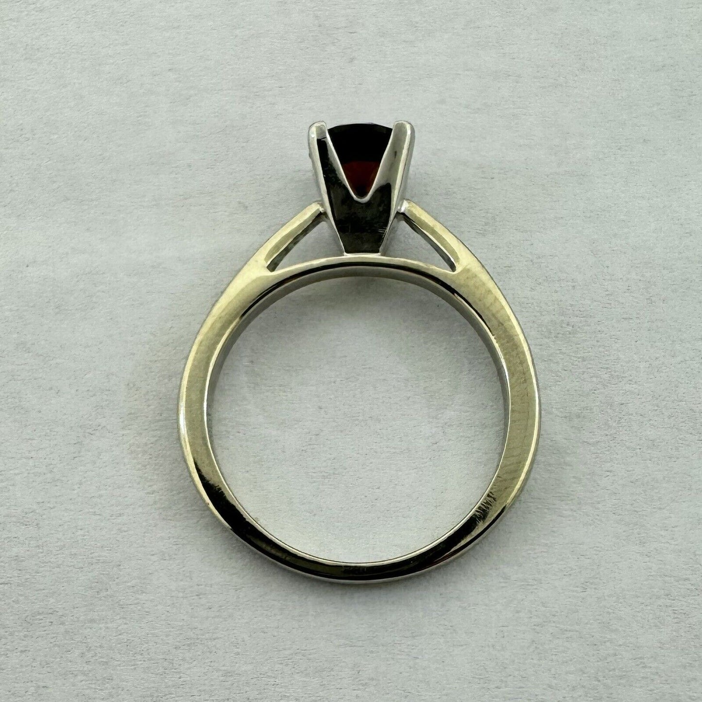 Designer 18K White Gold 950 Platinum Round Garnet Solitaire Occasion  Ring