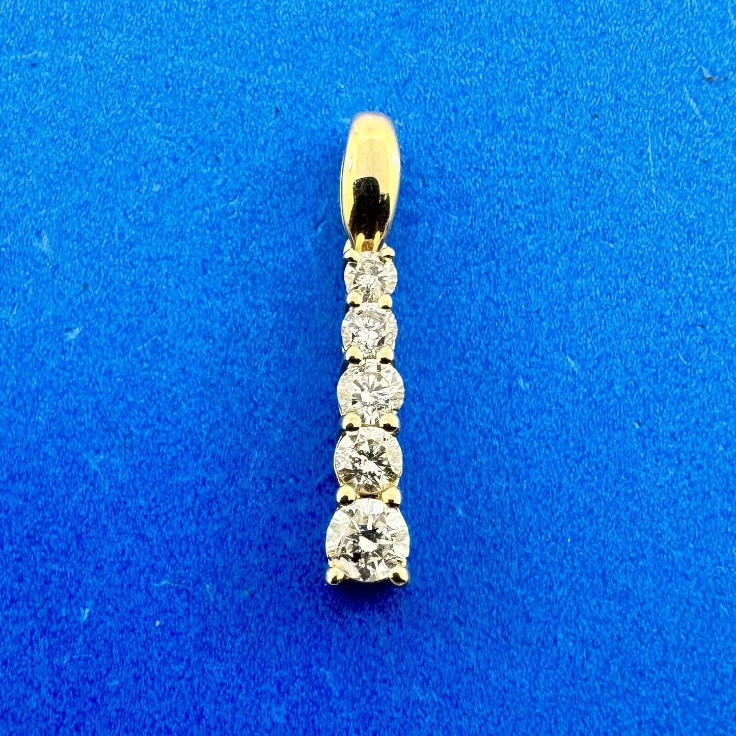 Designer 14K Yellow Gold Diamond Drop Anniversary Bar Pendant