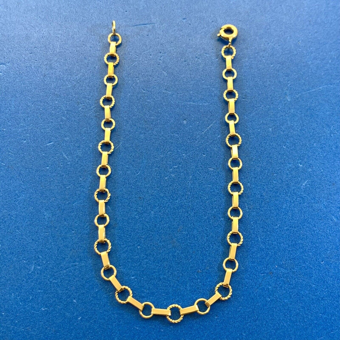 Designer 14K Yellow Gold Bar And Circle Link Chain Bracelet