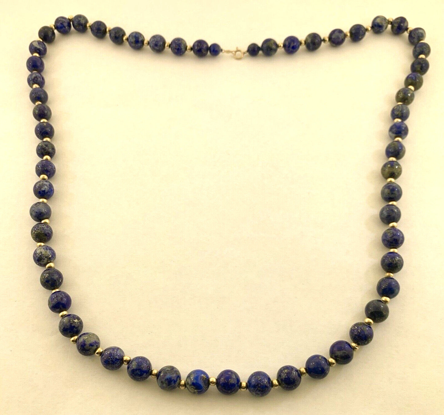 Vintage 14K Yellow Gold Lapis Lazuli Bead Enlightenment Self Awareness Necklace