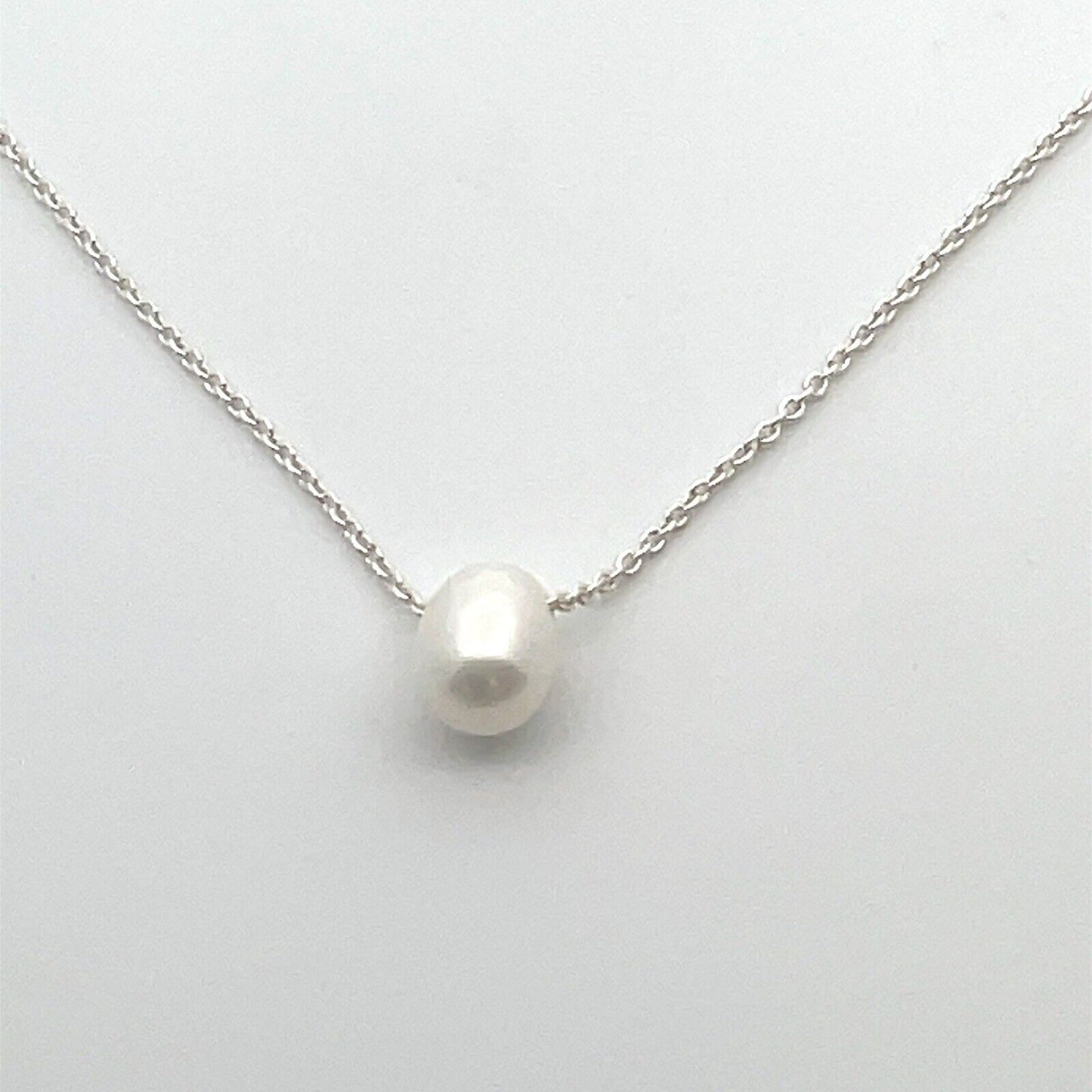 Sterling Silver Pearl Pendant Anniversary Chain Necklace